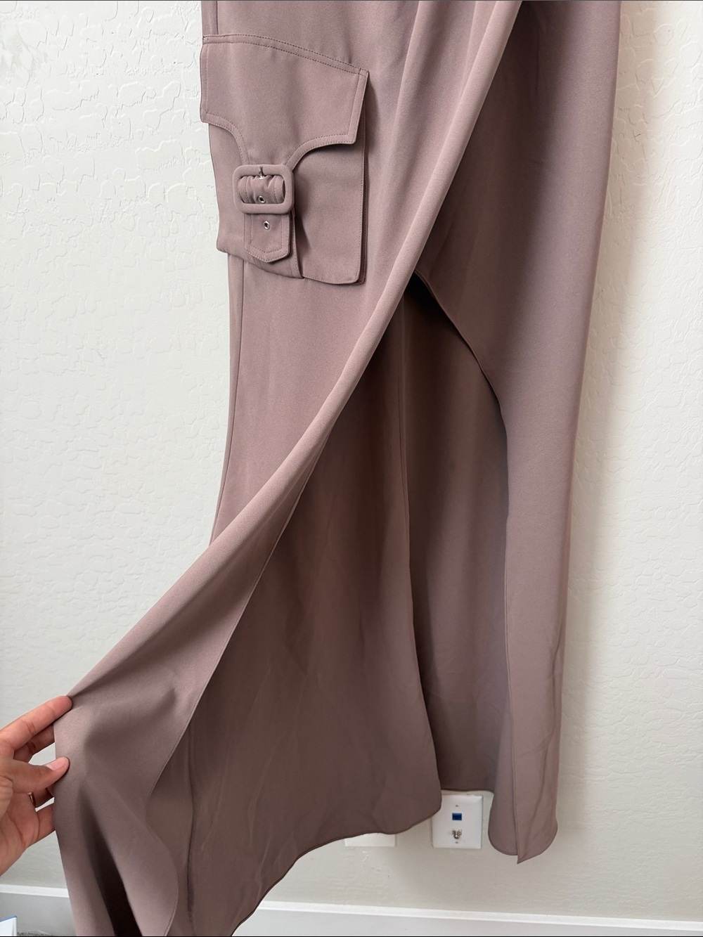 Zunilda Gutiérrez Taupe Wrap Midi Skirt Size Small - Picture 3 of 5